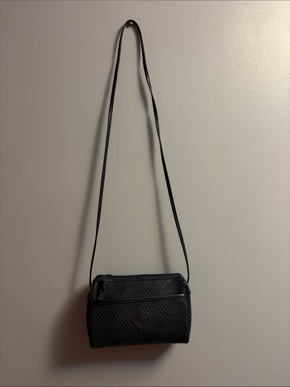 Black Textured Crossbody Bag